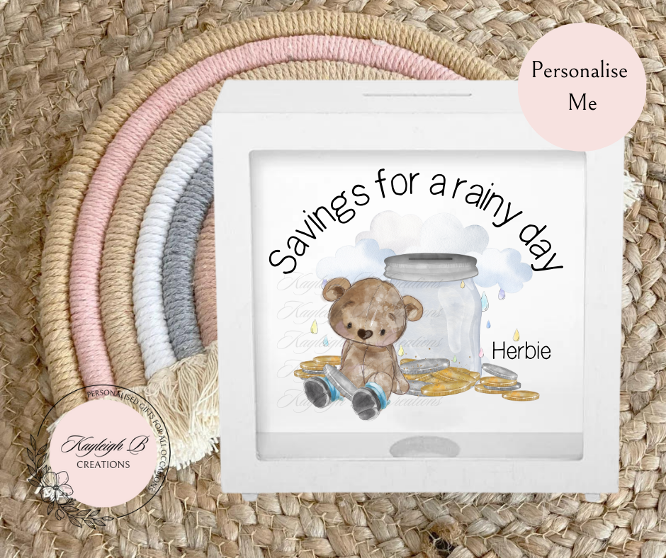 Money Box - Box Frame - Savings Jar Bear design