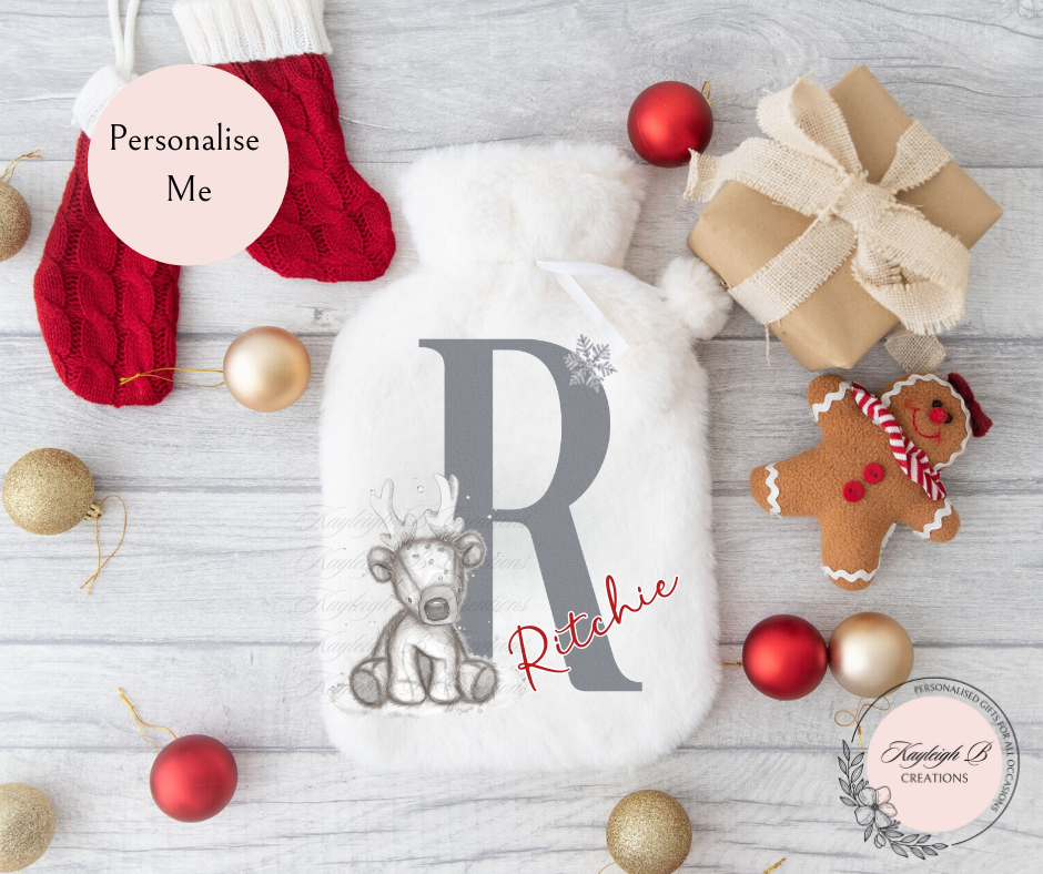Personalised Initial Christmas Hot Water Bottle
