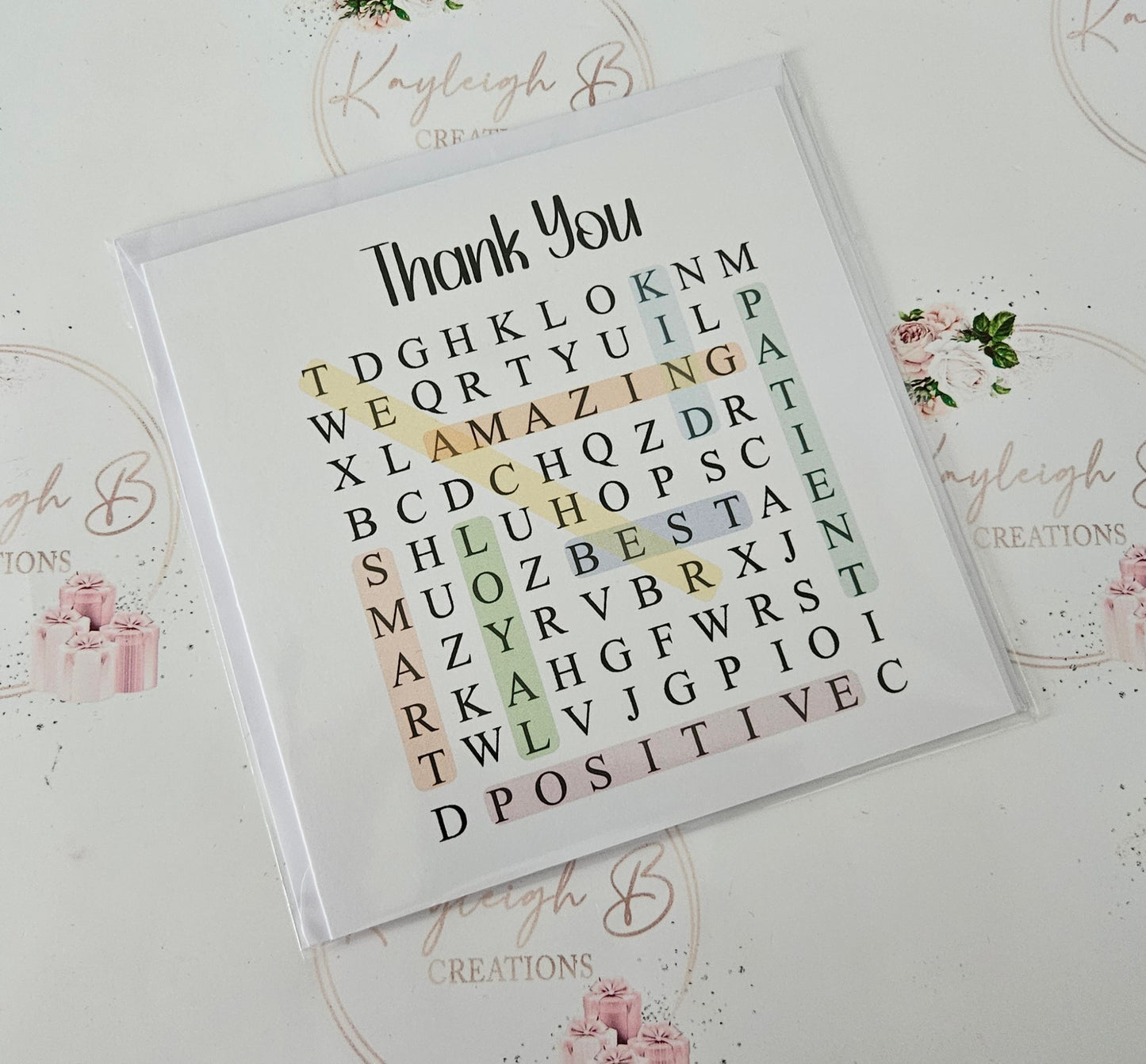Word Search Teacher Thank You Card