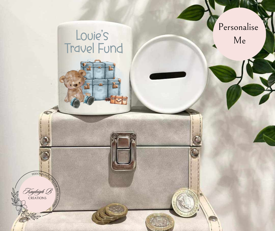 Money Box - Ceramic Travel Bear Design