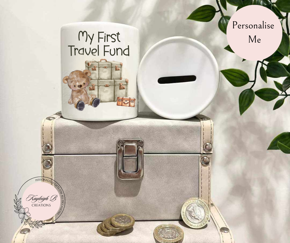 Money Box - Ceramic Travel Bear Design