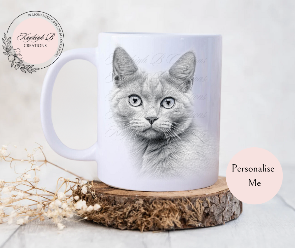 Cat Mug - Sketchy Design, Nine Breeds to choose from