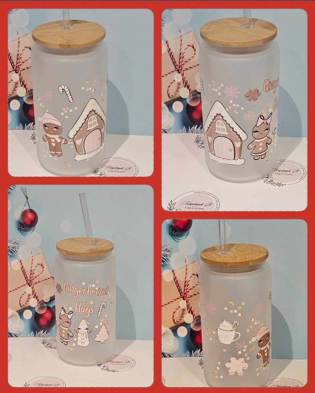 Gingerbread Hugs Can Glass
