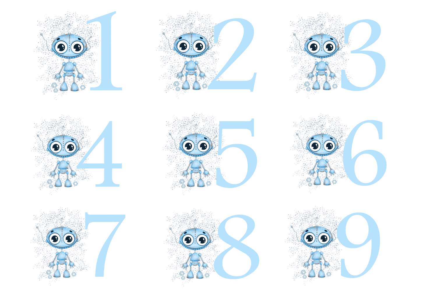 Robot Age Birthday Card - Pink or Blue Variations