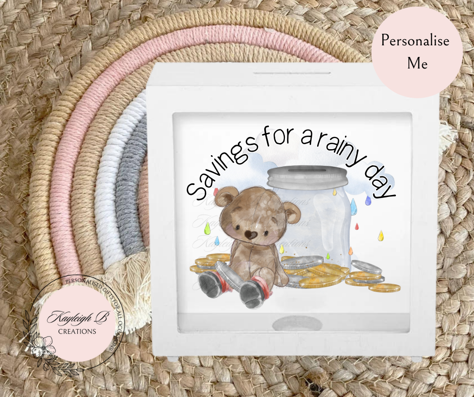Money Box - Box Frame - Savings Jar Bear design