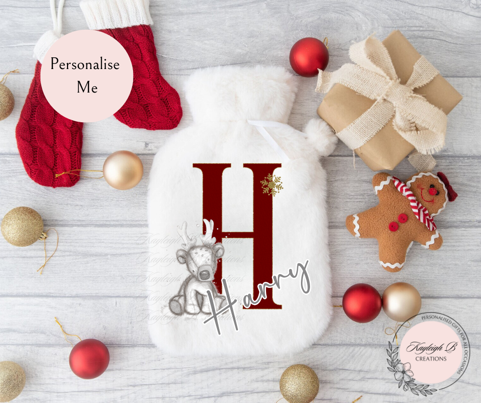Personalised Initial Christmas Hot Water Bottle
