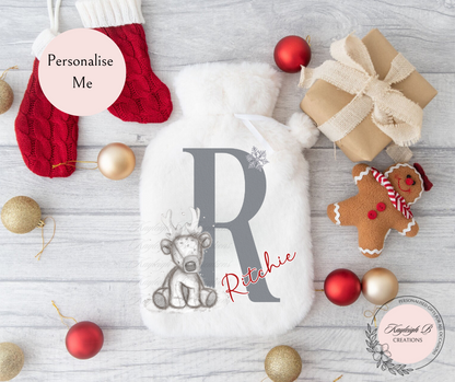 Personalised Initial Christmas Hot Water Bottle