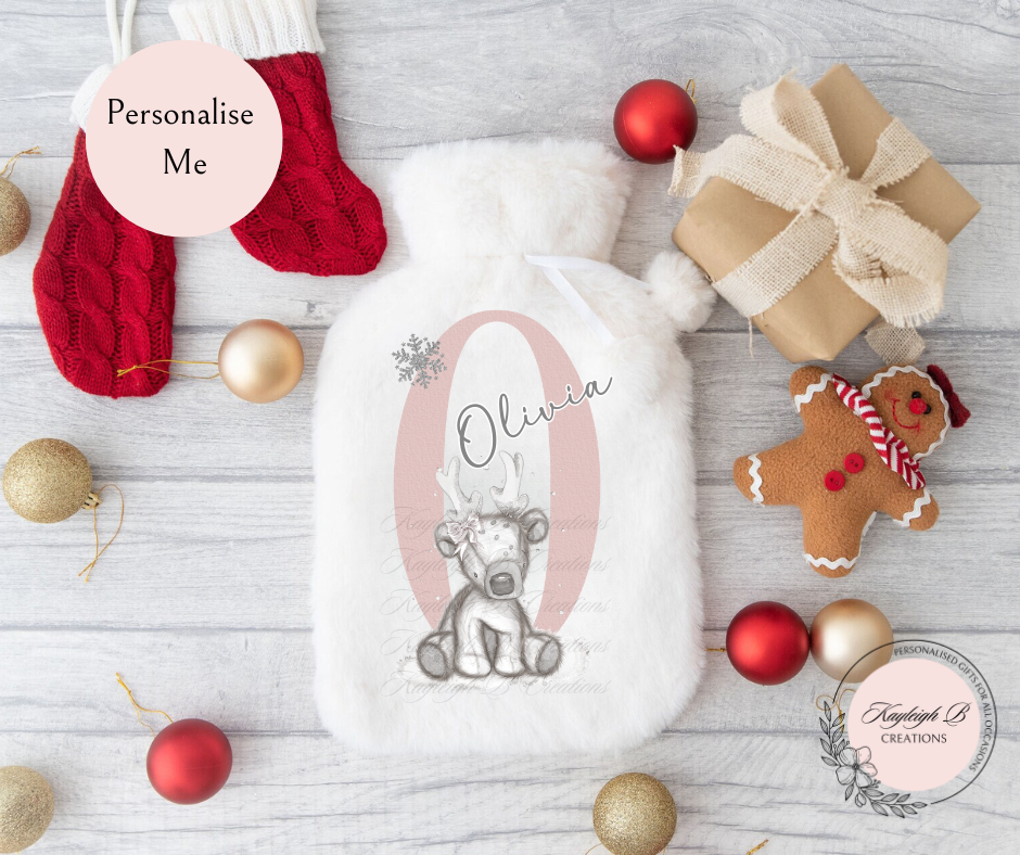 Personalised Initial Christmas Hot Water Bottle