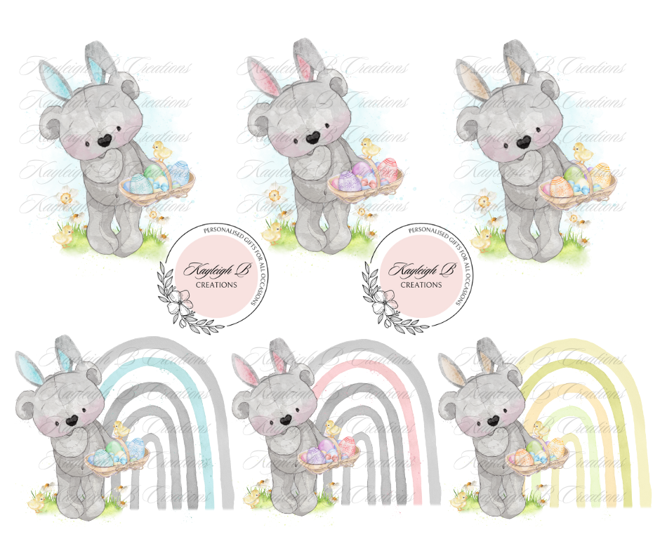 Easter Card - Cute Grey Bunny, Two Designs to choose from in three Colour Ways