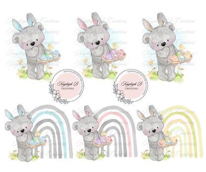 Easter Card - Cute Grey Bunny, Two Designs to choose from in three Colour Ways