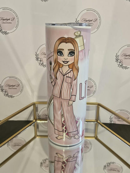 Makeup Dolly 20oz Skinny Tumbler with Metal Straw
