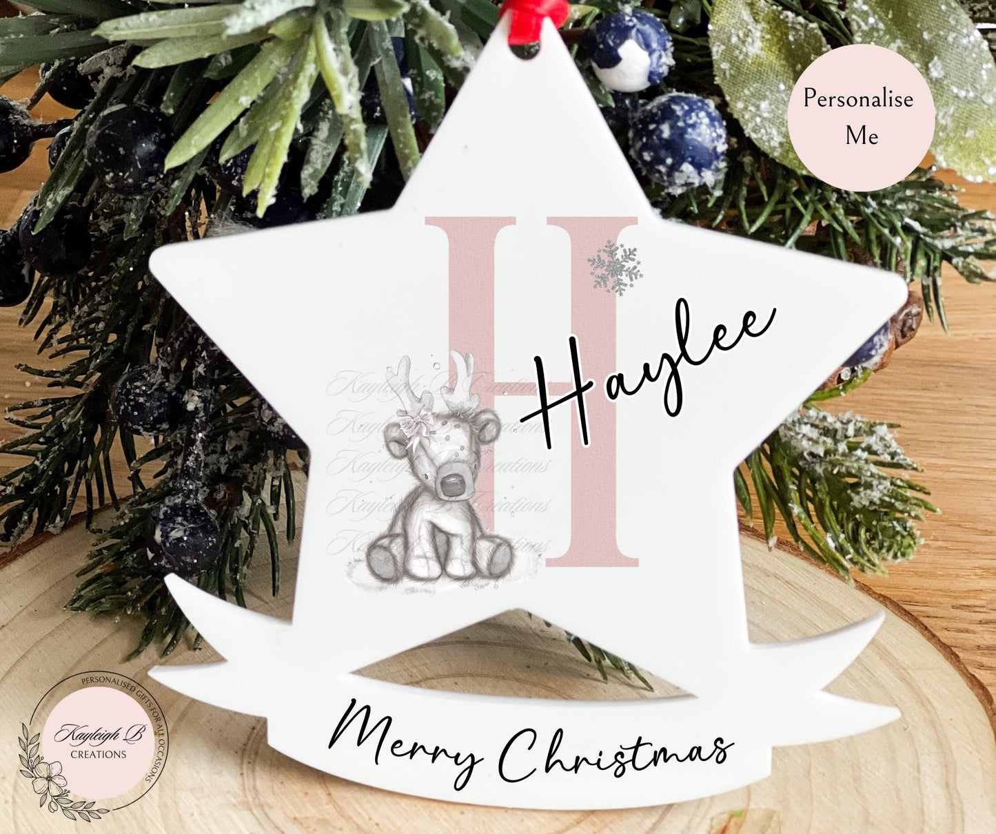 Christmas Star Reindeer & Initial Bauble