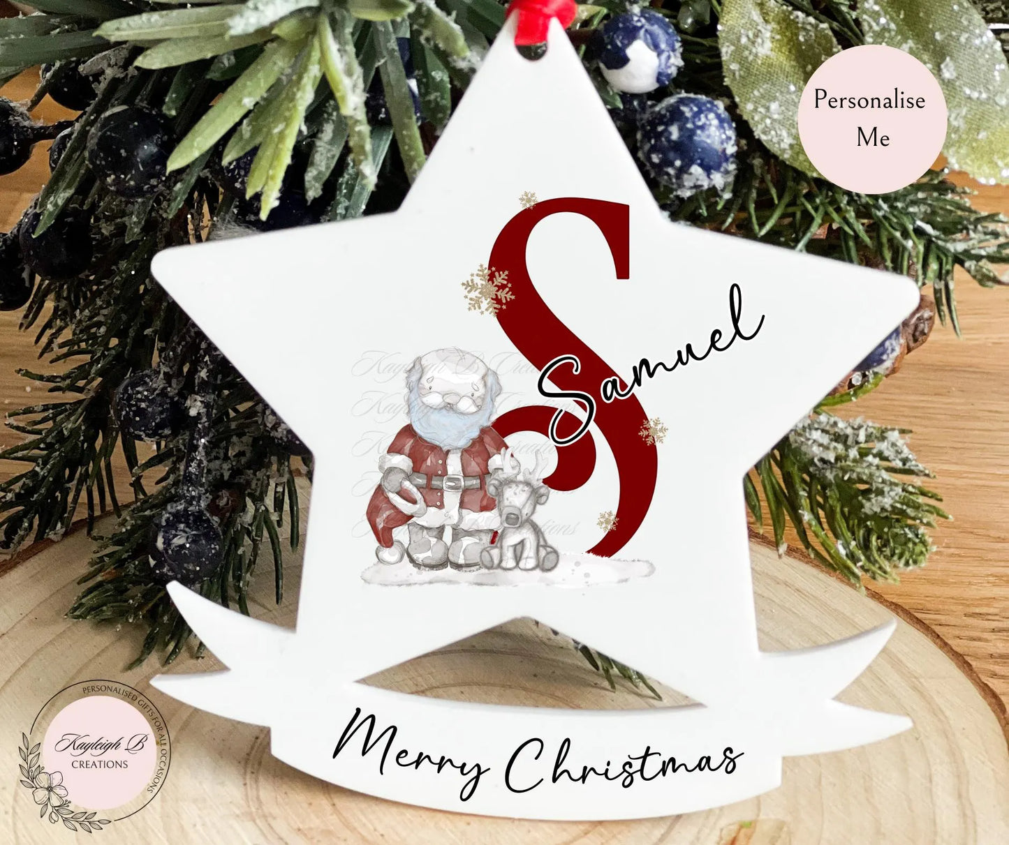 Christmas Star Santa & Reindeer Bauble