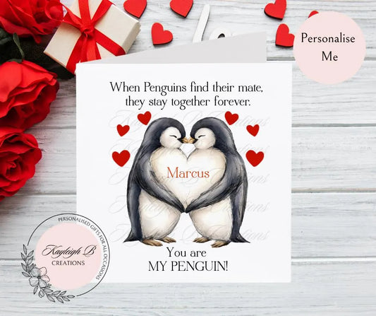 Valentine's Day Card - Penguin Design