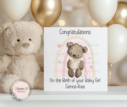 New Baby Card - Bear/Rainbow
