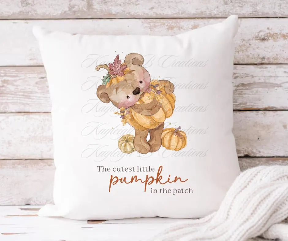 Cushion Cover, Pumpkin Bear Design