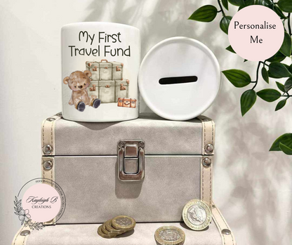 Money Box - Ceramic Travel Bear Design