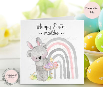 Easter Card - Cute Grey Bunny, Two Designs to choose from in three Colour Ways