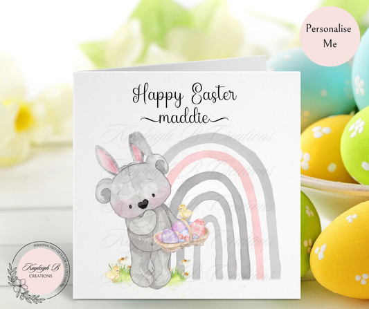 Easter Card - Cute Grey Bunny, Two Designs to choose from in three Colour Ways