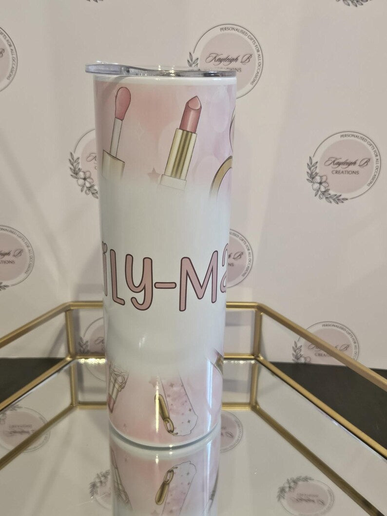 Makeup Dolly 20oz Skinny Tumbler with Metal Straw