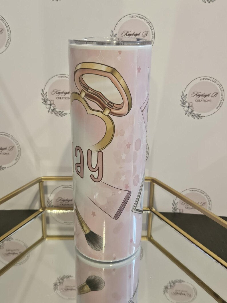 Makeup Dolly 20oz Skinny Tumbler with Metal Straw