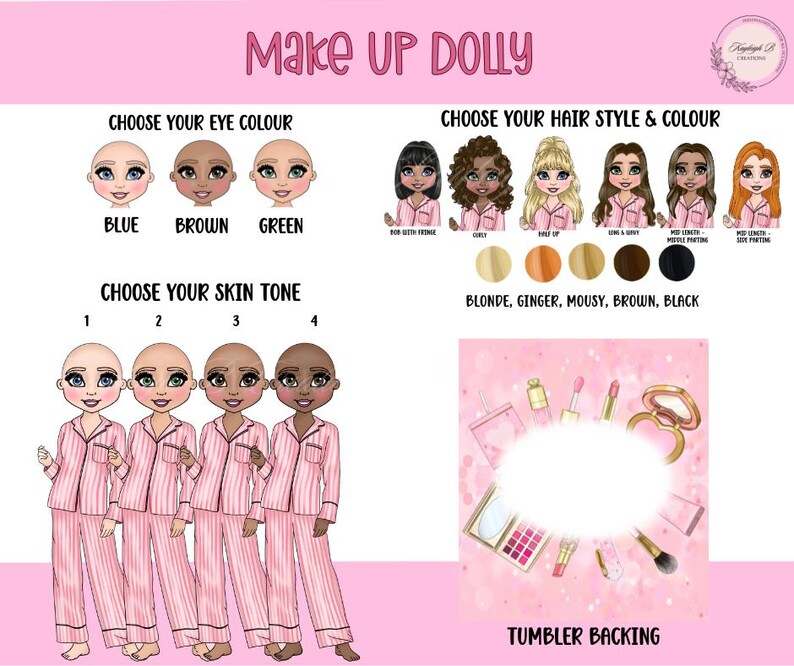 Makeup Dolly 20oz Skinny Tumbler with Metal Straw