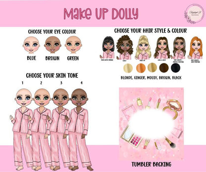 Makeup Dolly 20oz Skinny Tumbler with Metal Straw