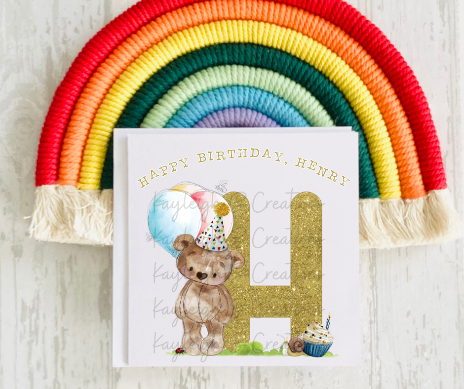 Bear Alphabet Birthday Card