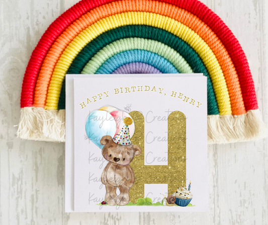 Bear Alphabet Birthday Card