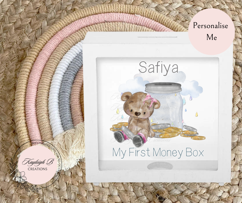 Money Box - Box Frame - Savings Jar Bear design