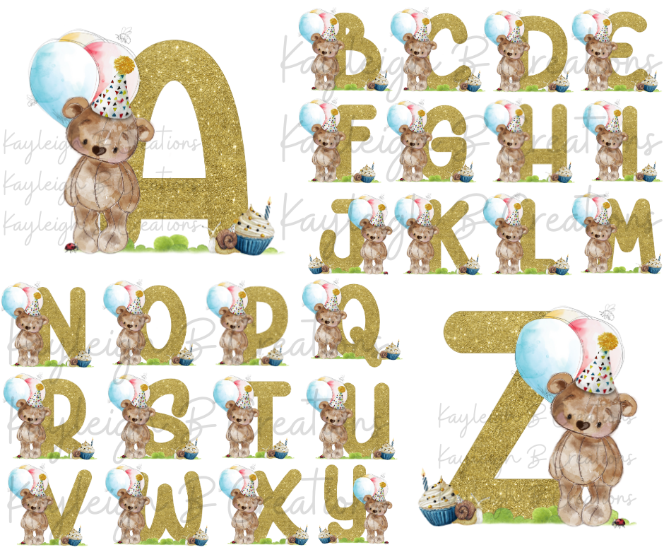 Bear Alphabet Birthday Card