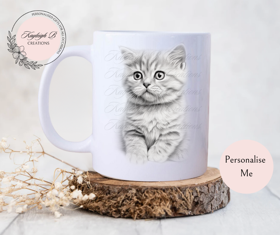 Cat Mug - Sketchy Design,  Nine Breeds to choose from