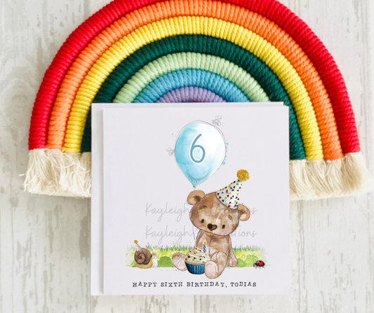 Bear With Balloons Birthday Card