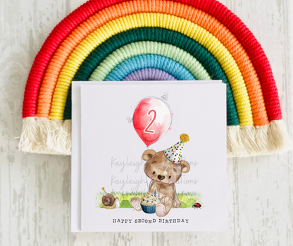 Bear With Balloons Birthday Card