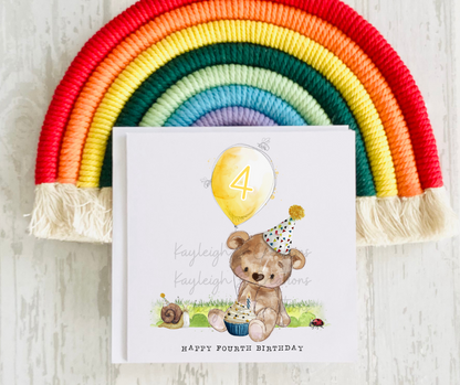 Bear With Balloons Birthday Card
