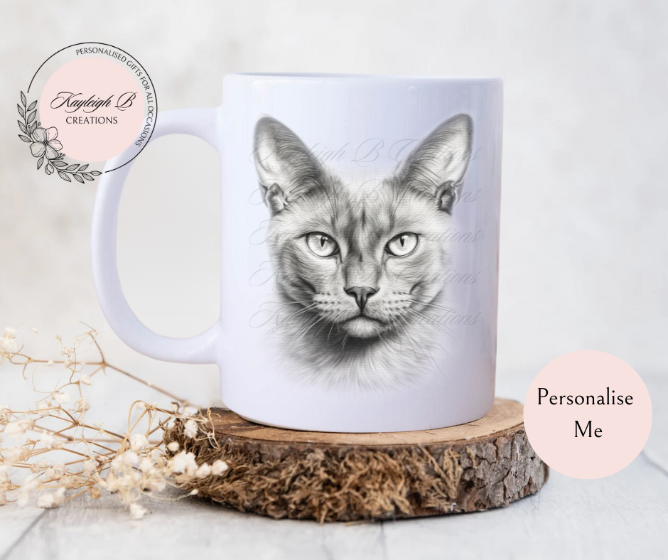 Cat Mug - Sketchy Design,  Nine Breeds to choose from