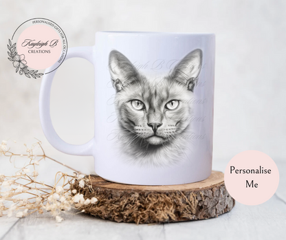 Cat Mug - Sketchy Design,  Nine Breeds to choose from