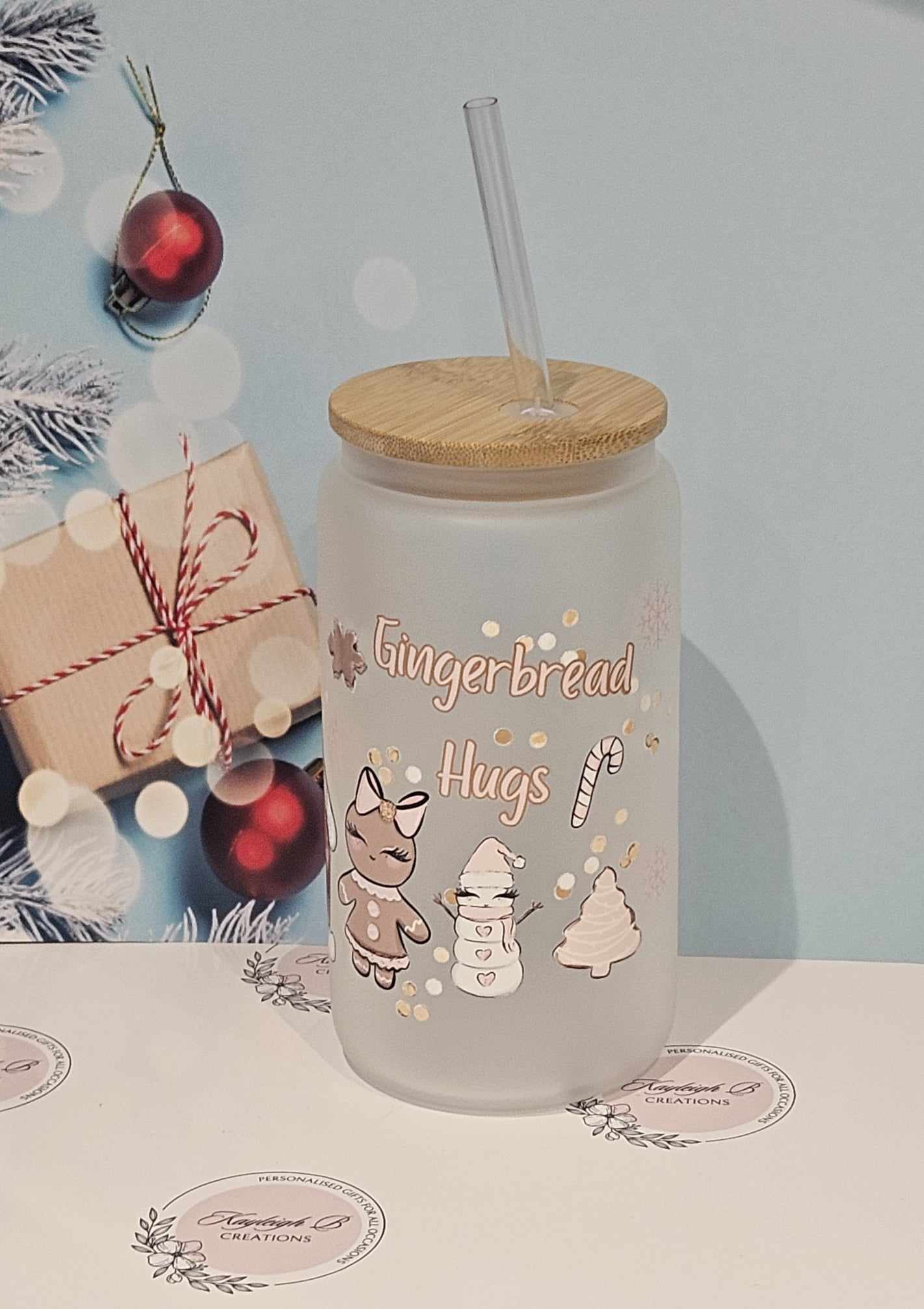 Gingerbread Hugs Can Glass