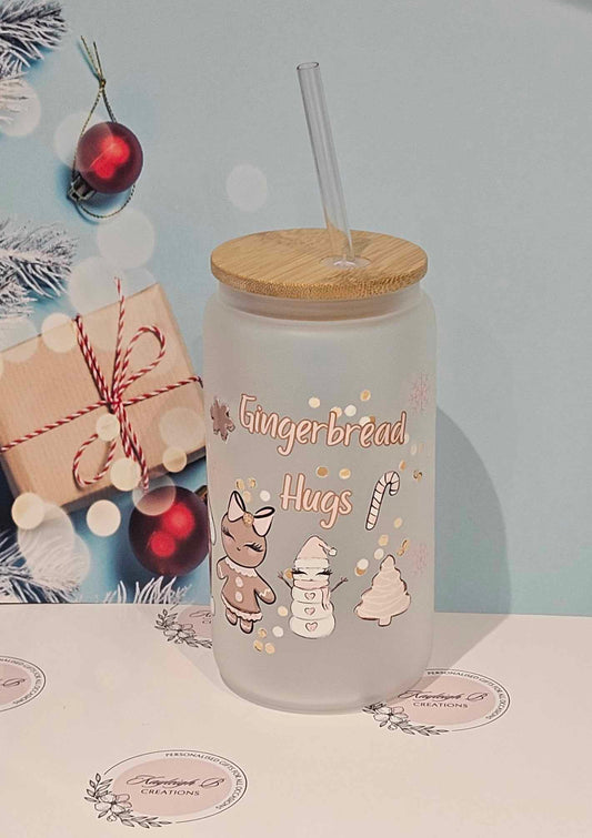 Gingerbread Hugs Can Glass