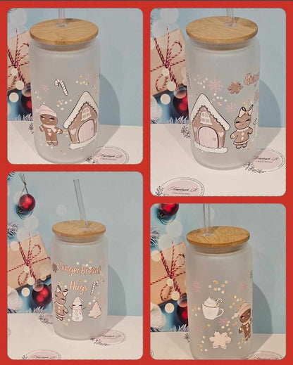 Gingerbread Hugs Can Glass