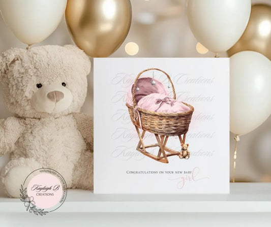 New Baby Card - Personalised, Blank Inside, New Baby Girl, New Baby Boy, New Parents, New arrival