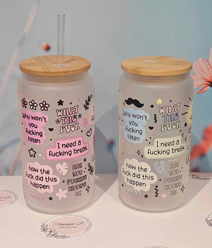 Mum or Dad Vocabulary -  Sweary Design Can Glass