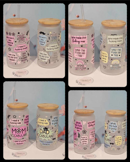 Mum or Dad Vocabulary -  Sweary Design Can Glass