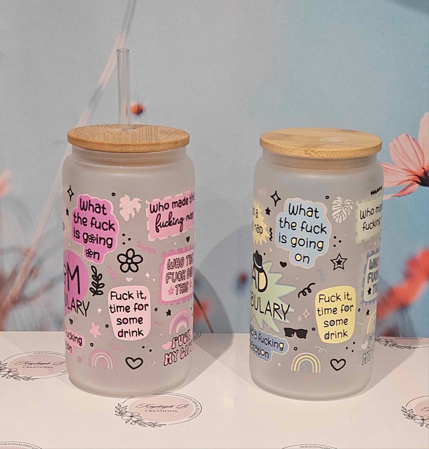 Mum or Dad Vocabulary -  Sweary Design Can Glass