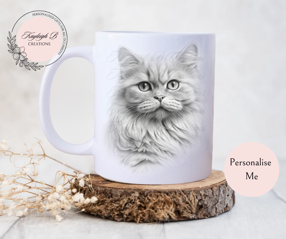 Cat Mug - Sketchy Design,  Nine Breeds to choose from
