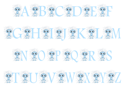 Robot Alphabet/Initial Birthday Card - Pink or Blue Variations