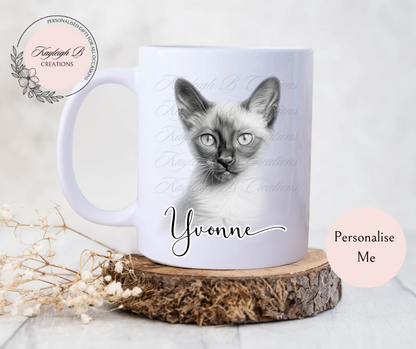 Cat Mug - Sketchy Design,  Nine Breeds to choose from