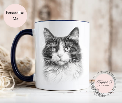 Cat Mug - Sketchy Design,  Nine Breeds to choose from