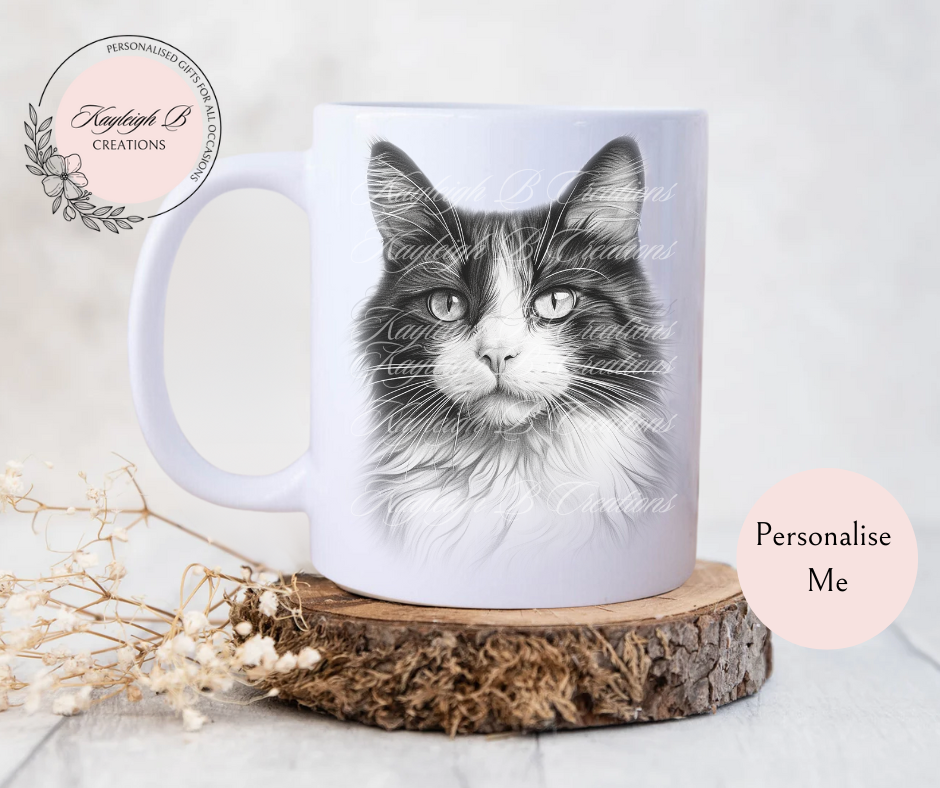 Cat Mug - Sketchy Design,  Nine Breeds to choose from