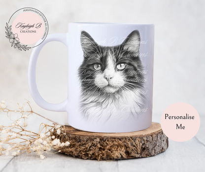 Cat Mug - Sketchy Design,  Nine Breeds to choose from